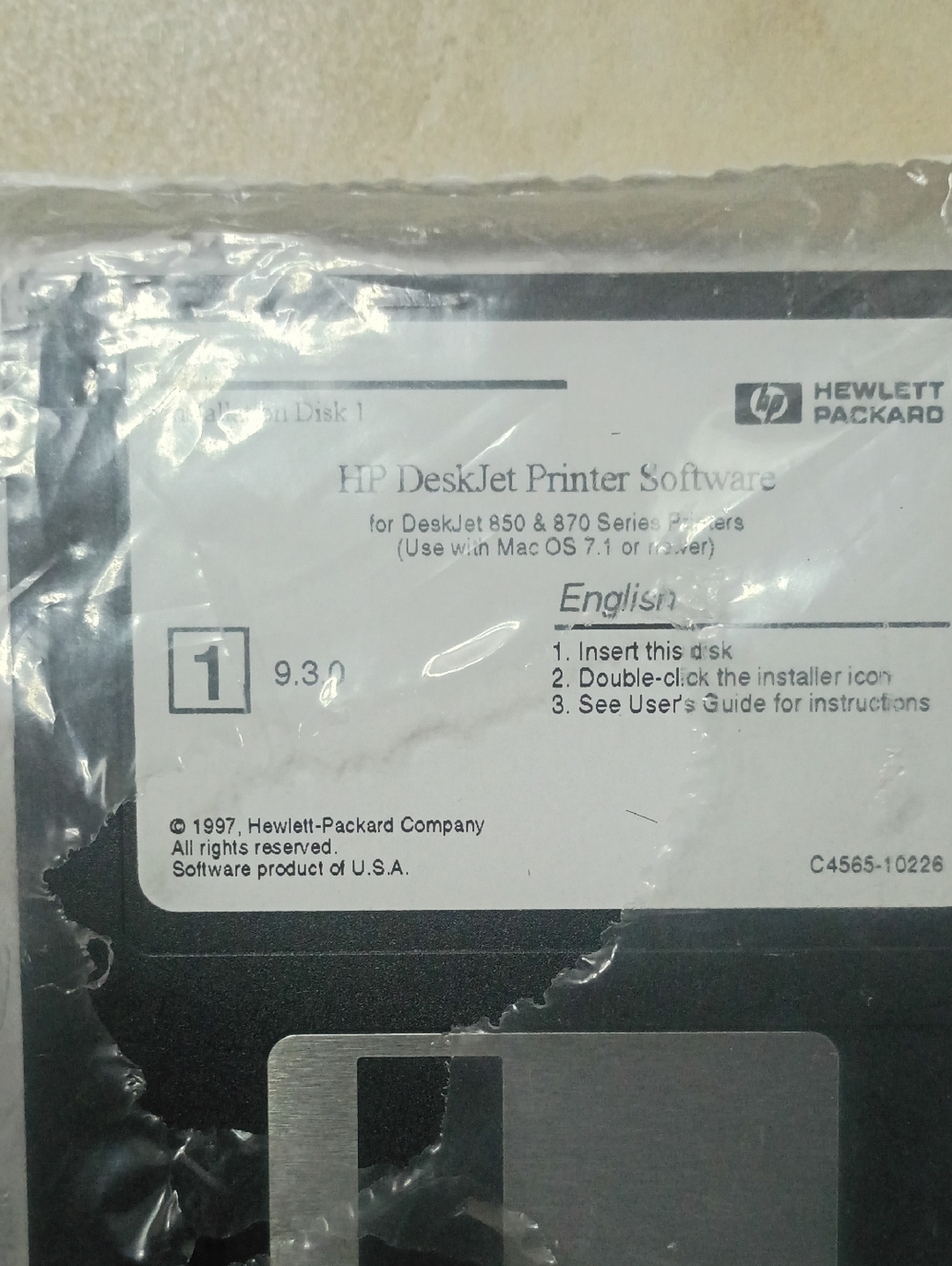 HP DeskJet Printer Software Disk - Black Floppy